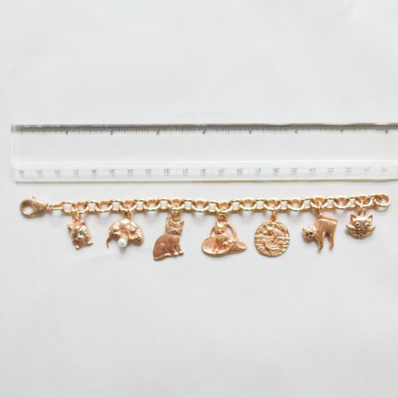 Gold Tone Cat Charm Bracelet - Picture 14 of 14